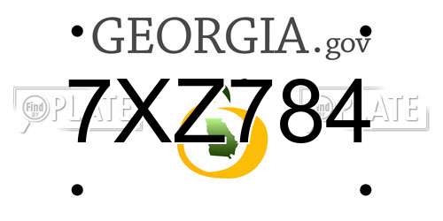 7XZ784 Georgia License Plate