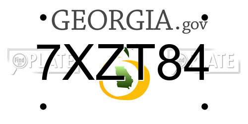 7XZT84 Georgia License Plate