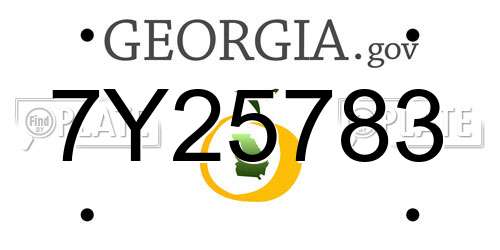 7Y25783 Georgia License Plate