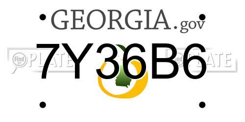 7Y36B6 Georgia License Plate