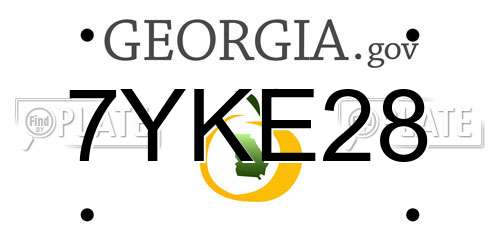 7YKE28 Georgia License Plate