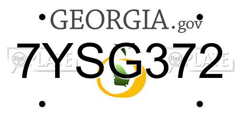 7YSG372 Georgia License Plate