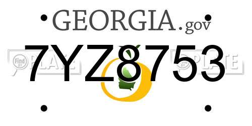 7YZ8753 Georgia License Plate