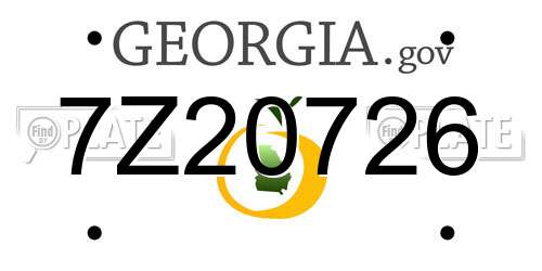 7Z20726 Georgia License Plate