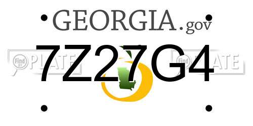 7Z27G4 Georgia License Plate