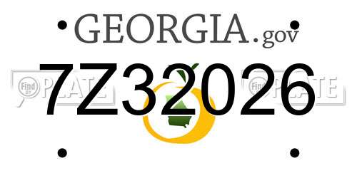 7Z32026 Georgia License Plate