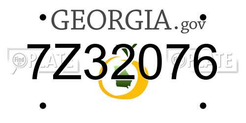 7Z32076 Georgia License Plate