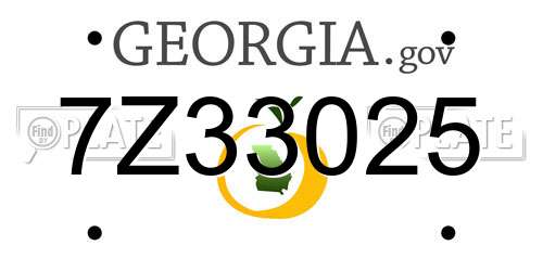7Z33025 Georgia License Plate