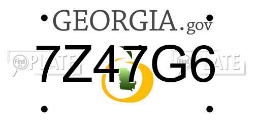 7Z47G6 Georgia License Plate