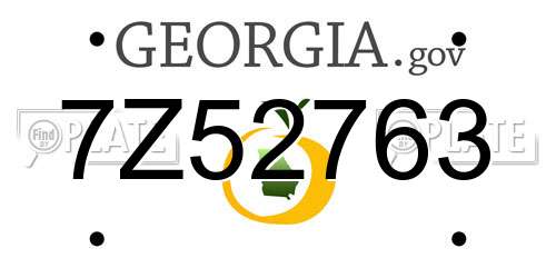 7Z52763 Georgia License Plate