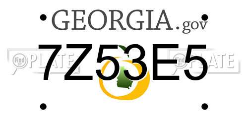 7Z53E5 Georgia License Plate