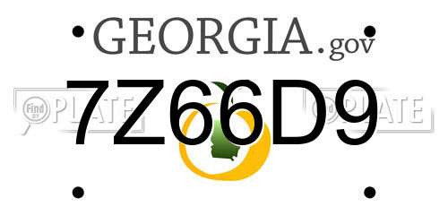 7Z66D9 Georgia License Plate