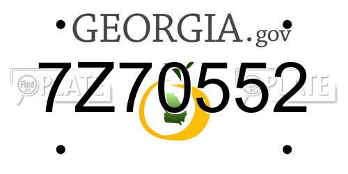 7Z70552 Georgia License Plate