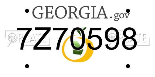 7Z70598 Georgia License Plate