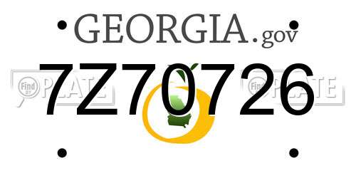 7Z70726 Georgia License Plate