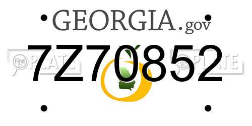7Z70852 Georgia License Plate