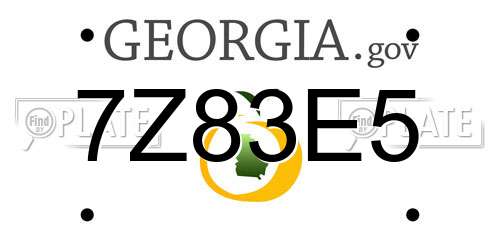 7Z83E5 Georgia License Plate