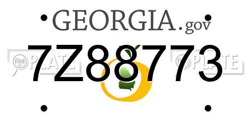7Z88773 Georgia License Plate