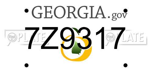 7Z9317 Georgia License Plate