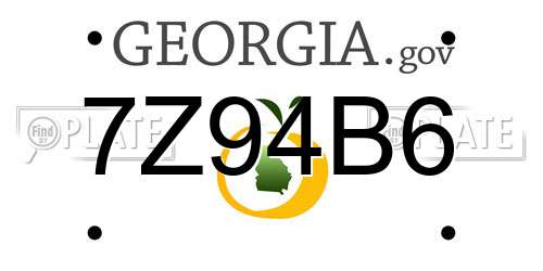 7Z94B6 Georgia License Plate