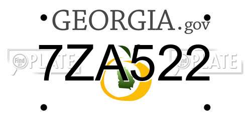 7ZA522 Georgia License Plate