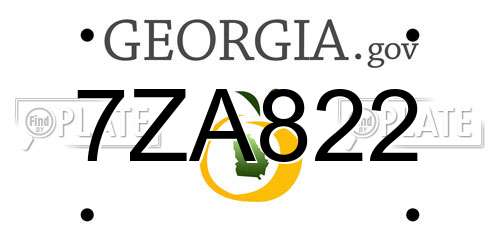 7ZA822 Georgia License Plate