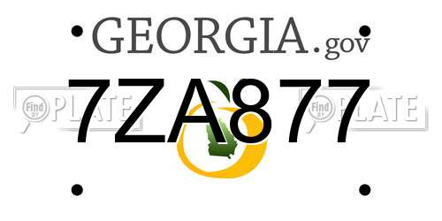 7ZA877 Georgia License Plate