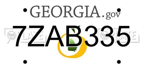 7ZAB335 Georgia License Plate
