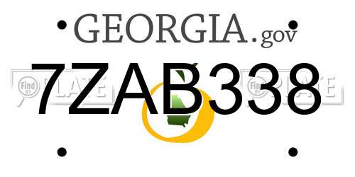 7ZAB338 Georgia License Plate
