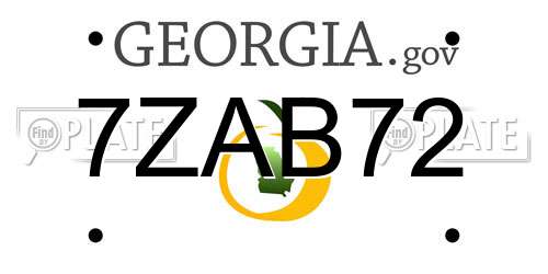 7ZAB72 Georgia License Plate