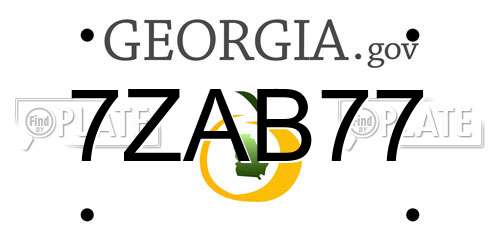 7ZAB77 Georgia License Plate