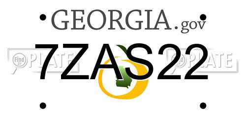 7ZAS22 Georgia License Plate