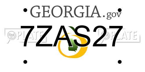 7ZAS27 Georgia License Plate