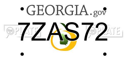 7ZAS72 Georgia License Plate