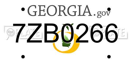 7ZB0266 Georgia License Plate