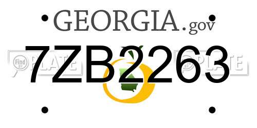7ZB2263 Georgia License Plate
