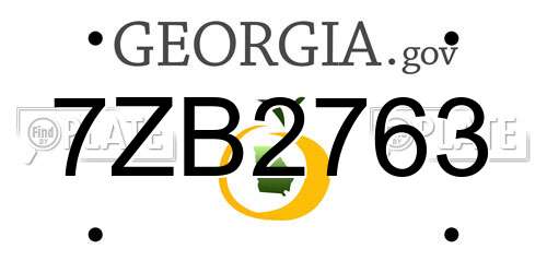 7ZB2763 Georgia License Plate