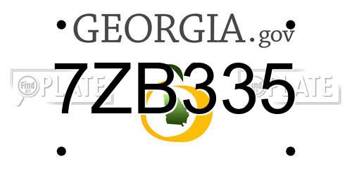 7ZB335 Georgia License Plate