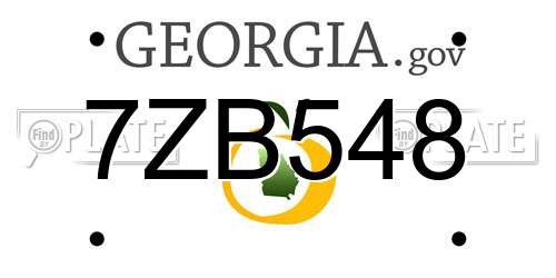 7ZB548 Georgia License Plate
