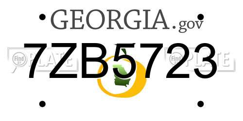 7ZB5723 Georgia License Plate