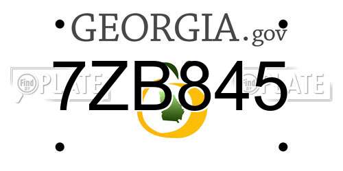 7ZB845 Georgia License Plate