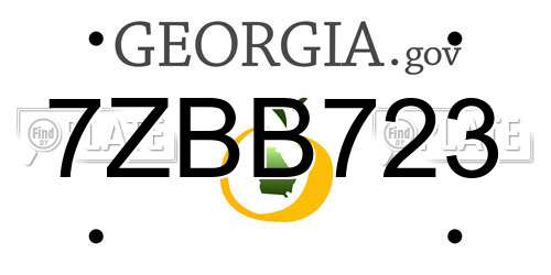 7ZBB723 Georgia License Plate