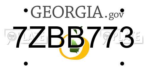 7ZBB773 Georgia License Plate