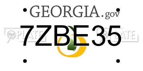 7ZBE35 Georgia License Plate