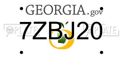 7ZBJ20 Georgia License Plate
