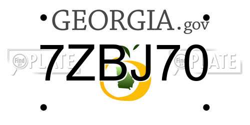 7ZBJ70 Georgia License Plate