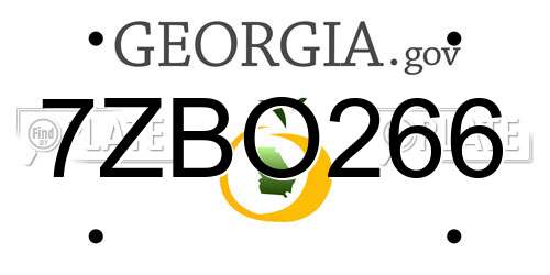 7ZBO266 Georgia License Plate