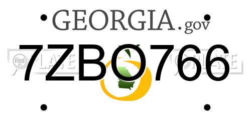 7ZBO766 Georgia License Plate