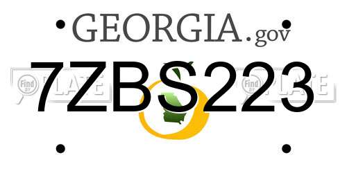7ZBS223 Georgia License Plate