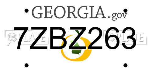 7ZBZ263 Georgia License Plate